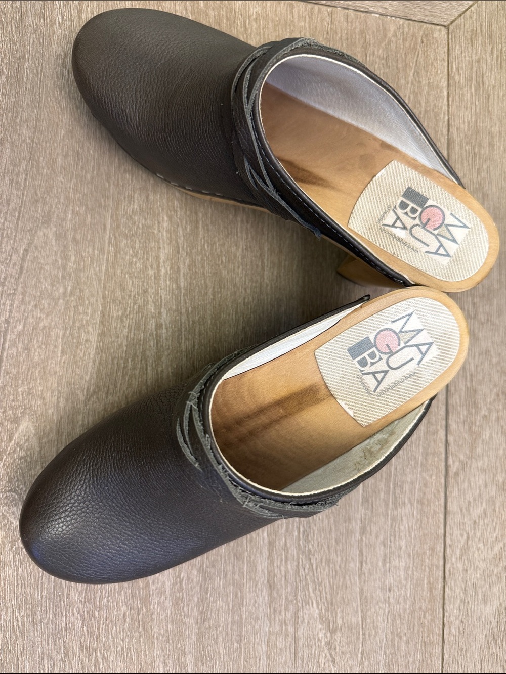 Maguba Clogs dark gray Leather Slip-On Clogs